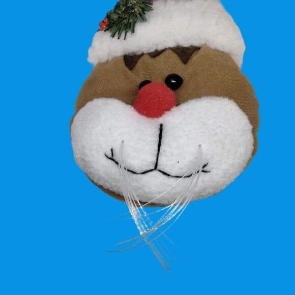 Christmas Cat Plush Applique Santa Hat Craft - Picture 4 of 6